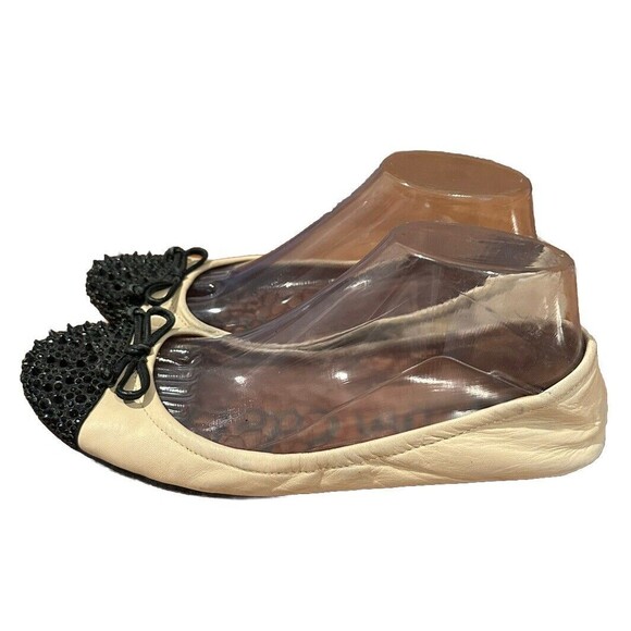 Sam Edelman Beatrix Ballet Flat Ballerina Studded Spike Cream Black Toe 8.5 M - Picture 5 of 11